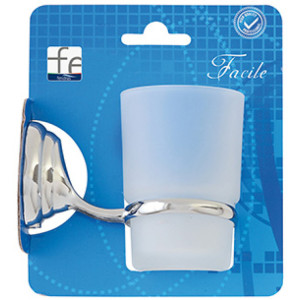 Porta spazzolino cromo e vetro satinato linea Facile