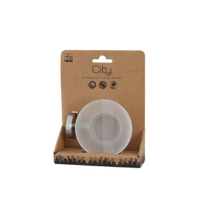 Portasapone in acciaio e vetro satinato linea City