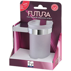 Portaspazzolino cromo e vetro satinato linea Futura