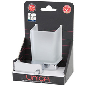 Portaspazzolino cromo e vetro satinato linea Unica