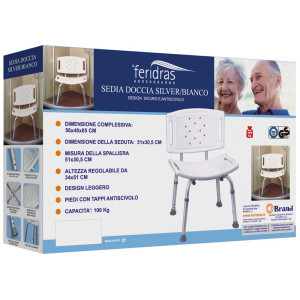 Sedia doccia silver/bianco in alluminio e LDPE