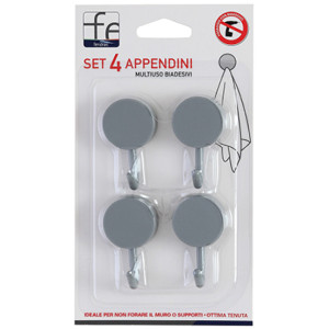Set quattro appendini multiuso biadesivi in PS