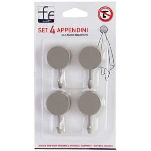 Set quattro appendini multiuso biadesivi in PS