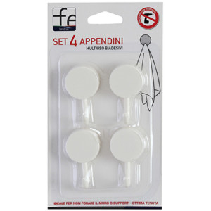 Set quattro appendini multiuso biadesivi in PS