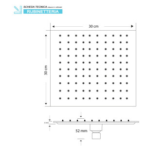 Soffione quadrato platinum nero opaco 30 x 30 cm
