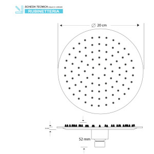 Soffione tondo nero opaco platinum dia 20 cm