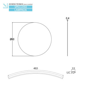 Specchio con lampada Luce dia60cm