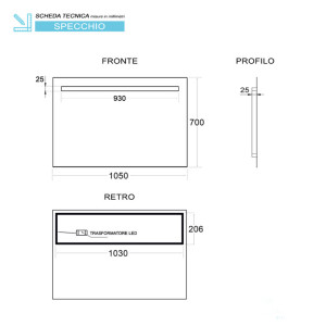 SPECCHIO LED 70X105CM RETROILLUMINATO LINE