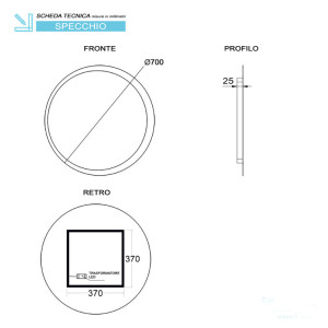 SPECCHIO LED DIA 70CM RETROILLUMINATO ORIONE