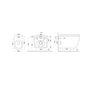Vaso Linea T-Slim in ceramica sospeso