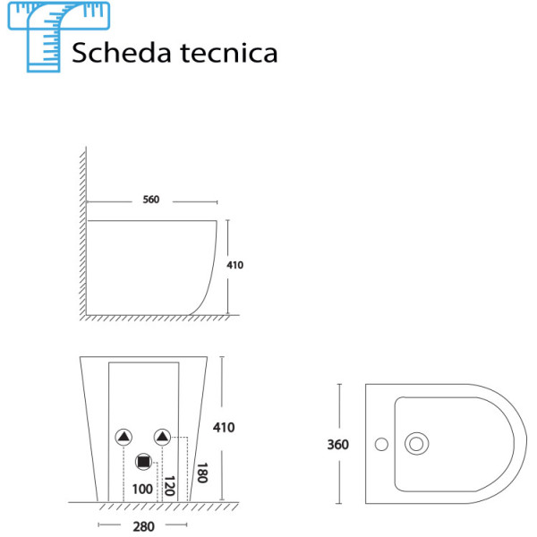 Bidet Linea Spin in ceramica bianco lucido