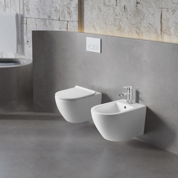 Bidet Linea T-Color in ceramica sospeso bianco opaco
