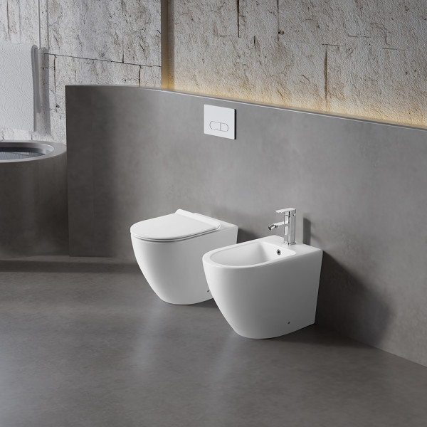 Bidet Linea T in ceramica da terra bianco opaco