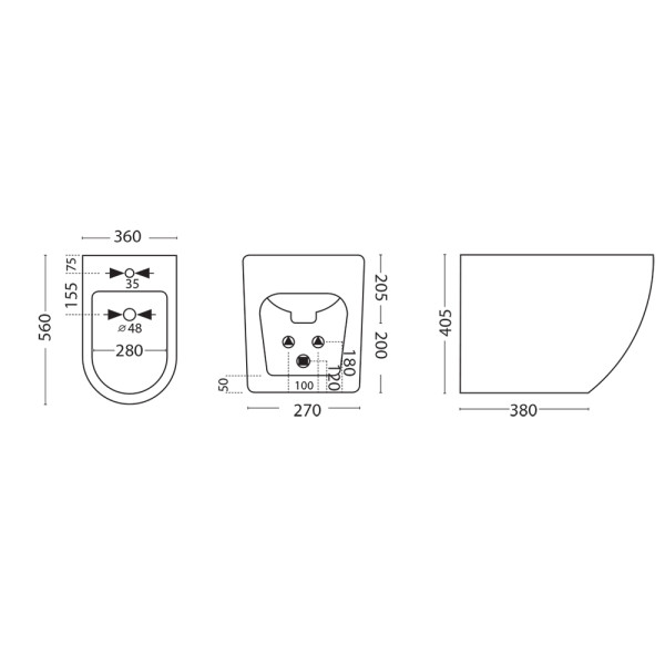 Bidet Linea T in ceramica da terra