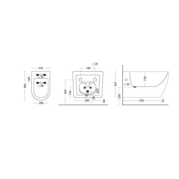 Bidet Linea T-Slim in ceramica sospeso