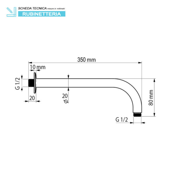 Braccio doccia tondo 35 cm nero opaco platinum