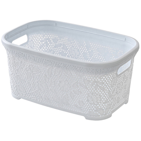Cesta portabiancheria in plastica bianca 27 Lt Flower