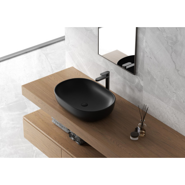 Ciotola in ceramica L60cm nero opaco