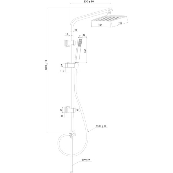 Colonna doccia in acciaio nero opaco Platinum H100cm