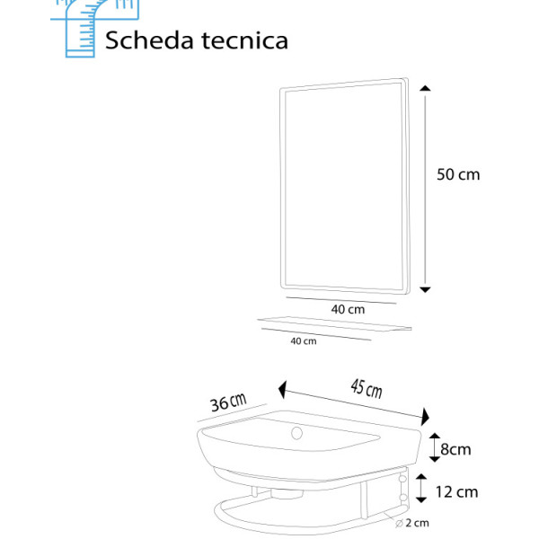 Composizione bagno Borg 45cm in metallo nero