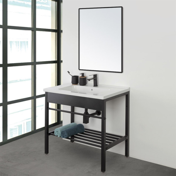 Composizione bagno Borg da 60cm in metallo nero