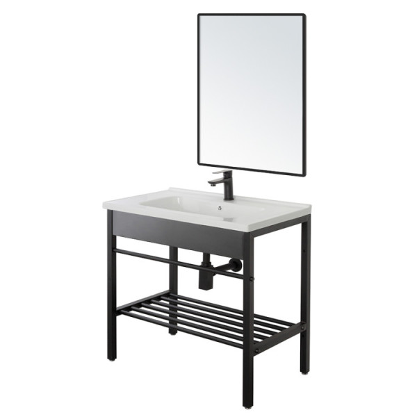 Composizione bagno Borg da 60cm in metallo nero
