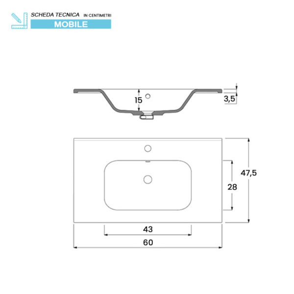 Composizione bagno Borg da 60cm in metallo nero