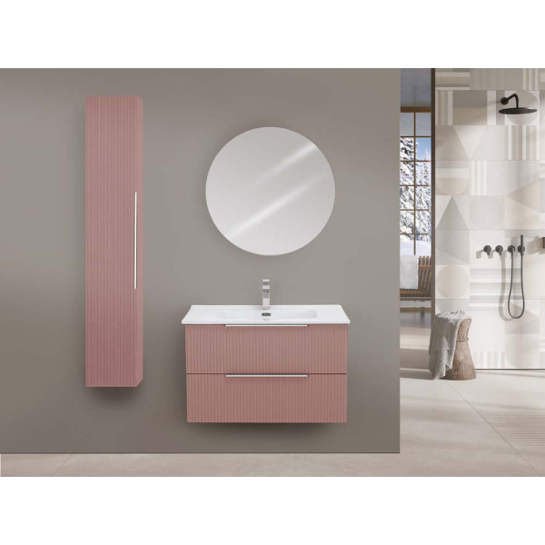 Composizione bagno Burano 80cm in mdf e pvc cannettato rosa