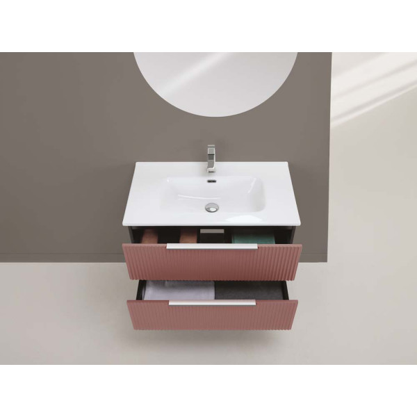 Composizione bagno Burano 80cm in mdf e pvc cannettato rosa