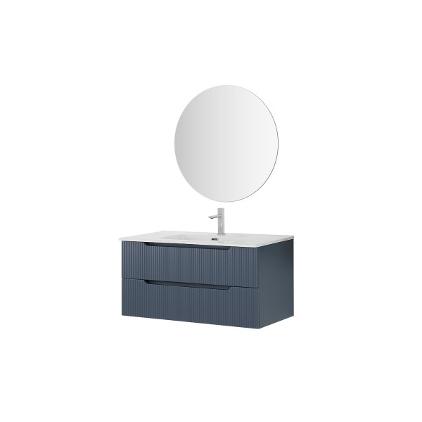 Composizione bagno Kann&egrave; 100cm in mdf e pvc cannettato blu
