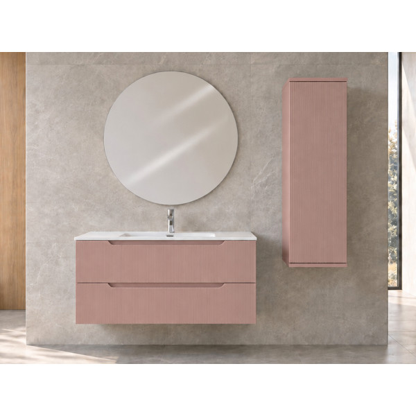 Composizione bagno Kann&egrave; 100cm in mdf e pvc cannettato rosa