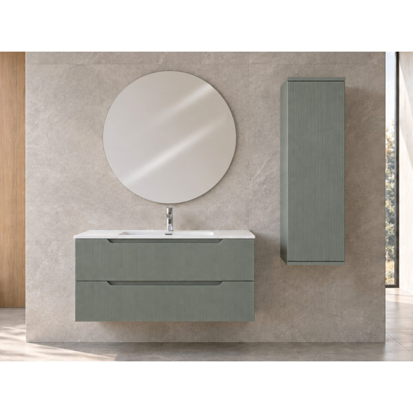 Composizione bagno Kann&egrave; 70cm in mdf e pvc cannettato verde