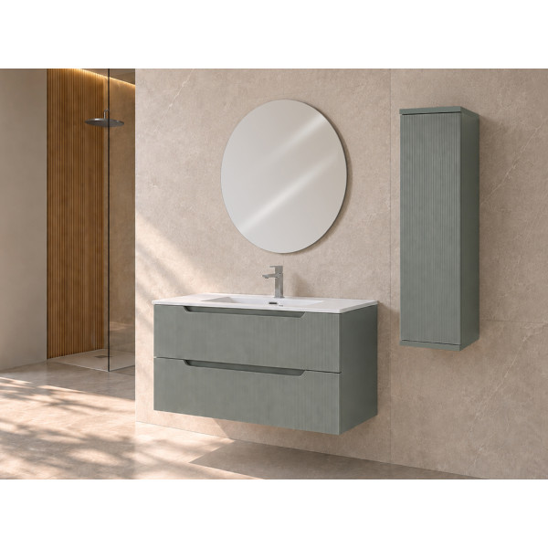 Composizione bagno Kann&egrave; 70cm in mdf e pvc cannettato verde