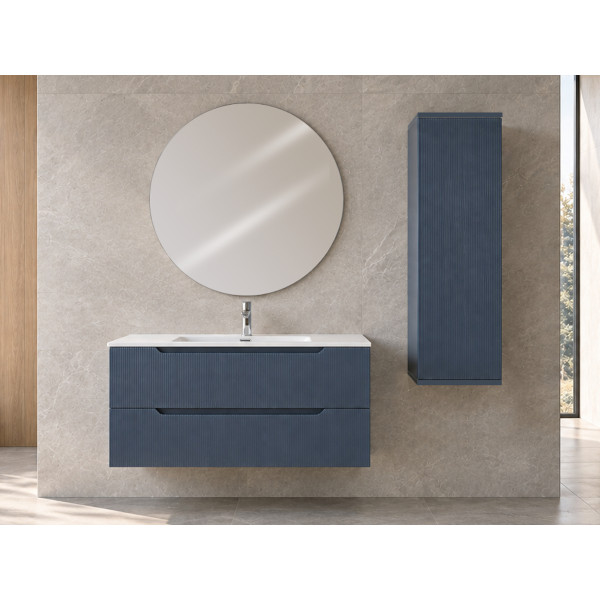 Composizione bagno Kann&egrave; 80cm in mdf e pvc cannettato blu