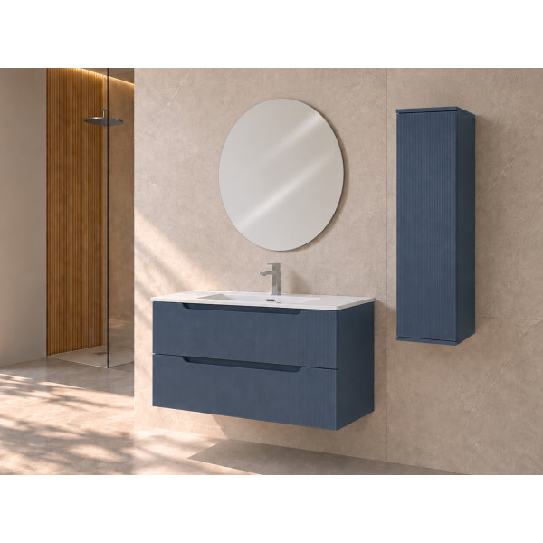 Composizione bagno Kann&egrave; 80cm in mdf e pvc cannettato blu