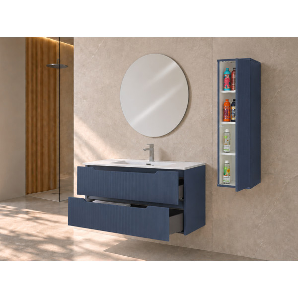 Composizione bagno Kann&egrave; 80cm in mdf e pvc cannettato blu