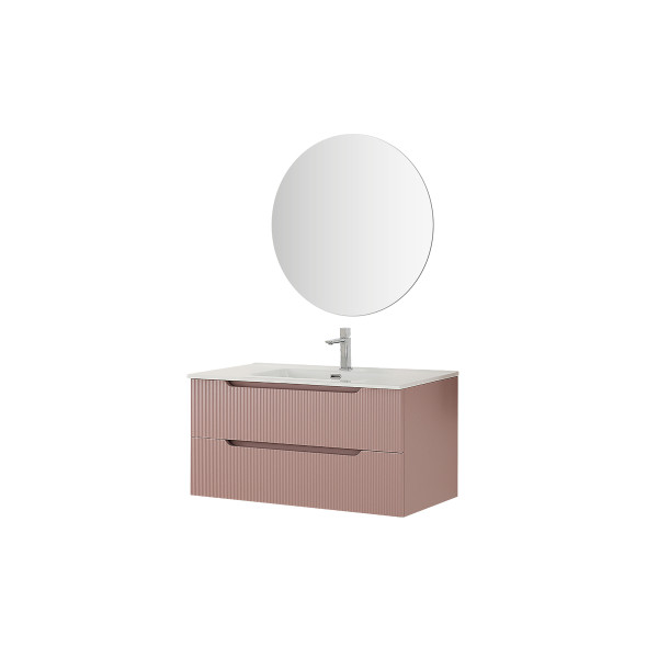 Composizione bagno Kann&egrave; 80cm in mdf e pvc cannettato rosa