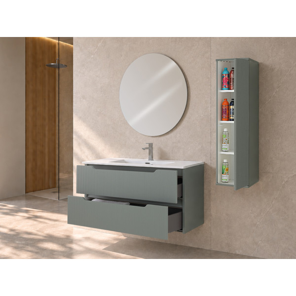 Composizione bagno Kann&egrave; 80cm in mdf e pvc cannettato verde