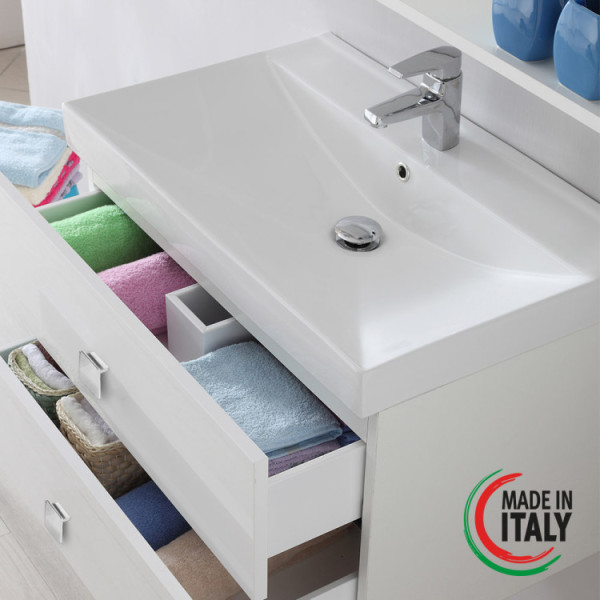 Composizione bagno sospesa Bravo75 bianco laccato