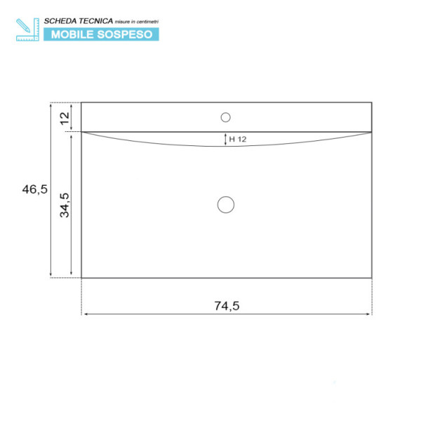 Composizione bagno sospesa Bravo75 rovere scuro