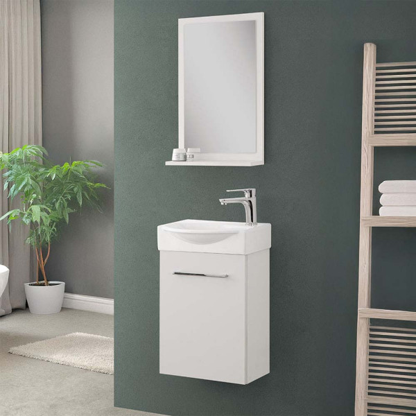 Composizione bagno sospesa Elys 40cm in MDF bianco