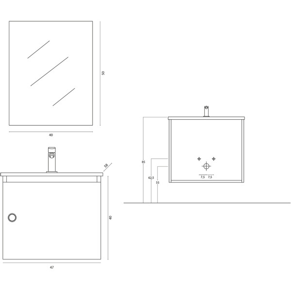 Composizione bagno sospesa Si50 bianco laccato