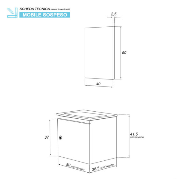 Composizione bagno sospesa Si50 rovere chiaro