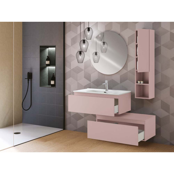 Composizione sospesa 2 cassetti 90cm rosa linea Light