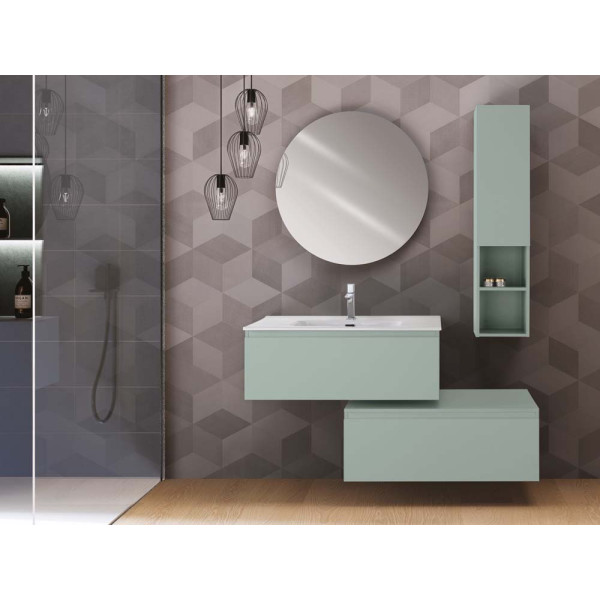 Composizione sospesa 2 cassetti 90cm verde linea Light