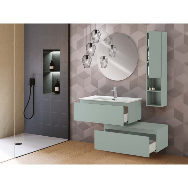 Composizione sospesa 2 cassetti 90cm verde linea Light