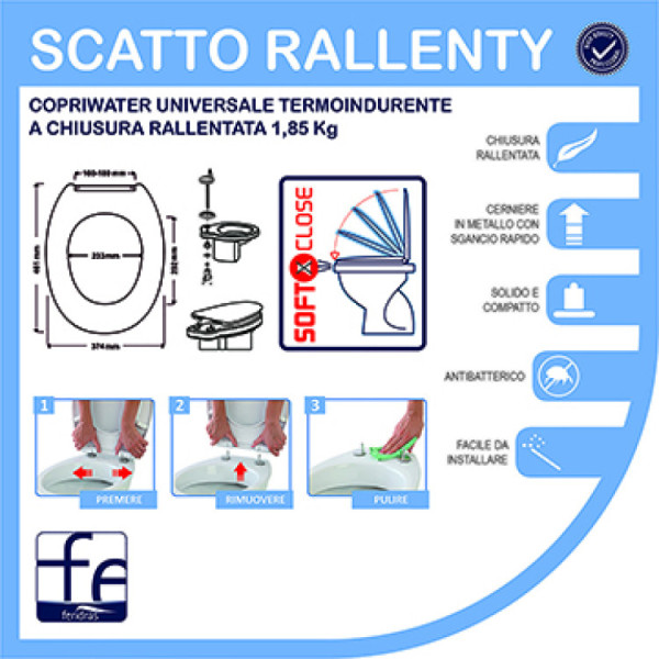 Copriwater universale termoindurente Scatto Rallenty