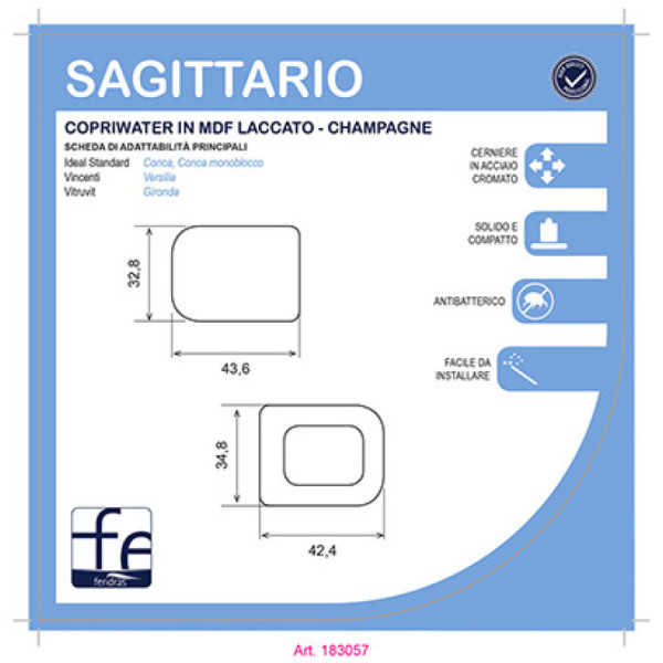 Copriwatr in mdf laccato champagne Sagittario