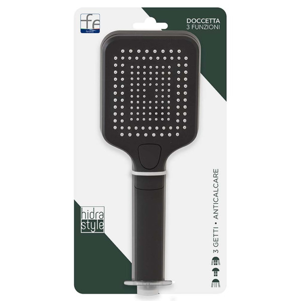 Doccetta quadrata in abs 3 funzioni nero Hidra Style