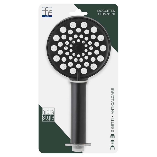 Doccetta tonda in abs 3 funzioni nero Hidra Style